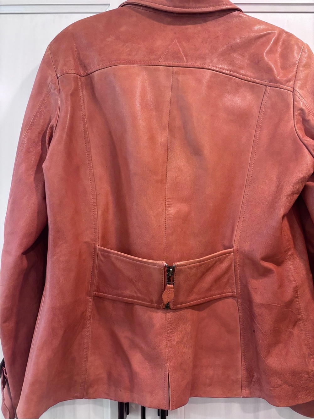 Danier genuine leather blazer jacket coral/dusty rose large button front - Picture 7 of 14